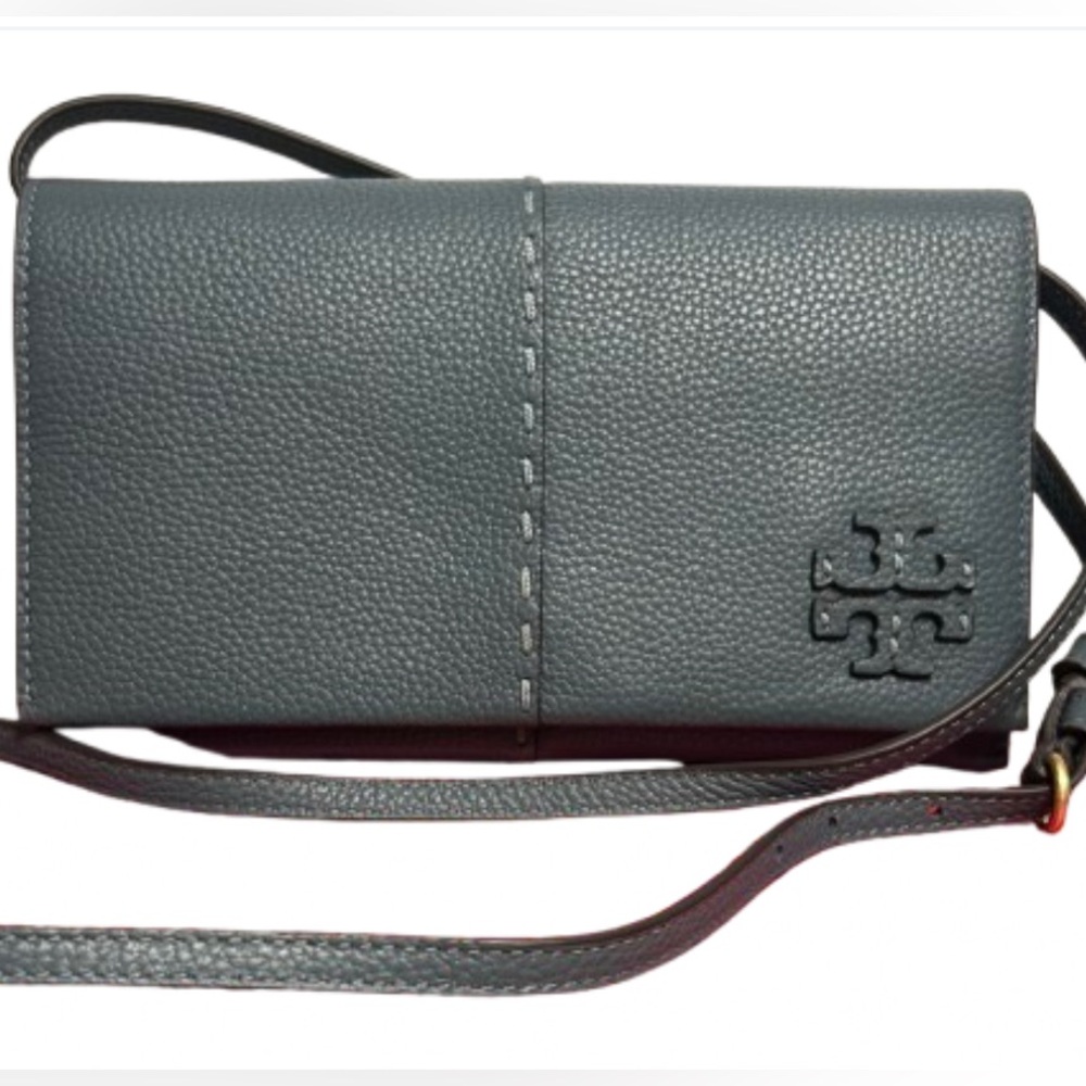 Tory Burch Dark Teal Crossbody Wallet on Chain